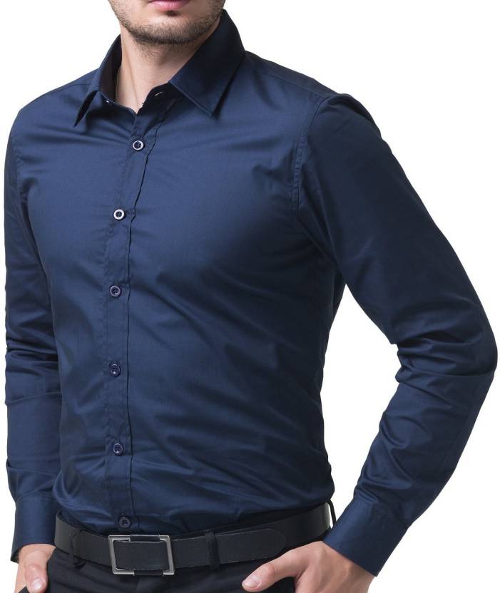 Being Fab Men's Solid Formal Blue Shirt